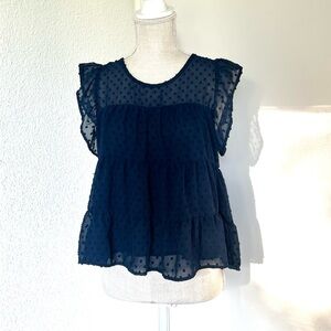 Trixxi Midnight Blue Ruffle Blouse